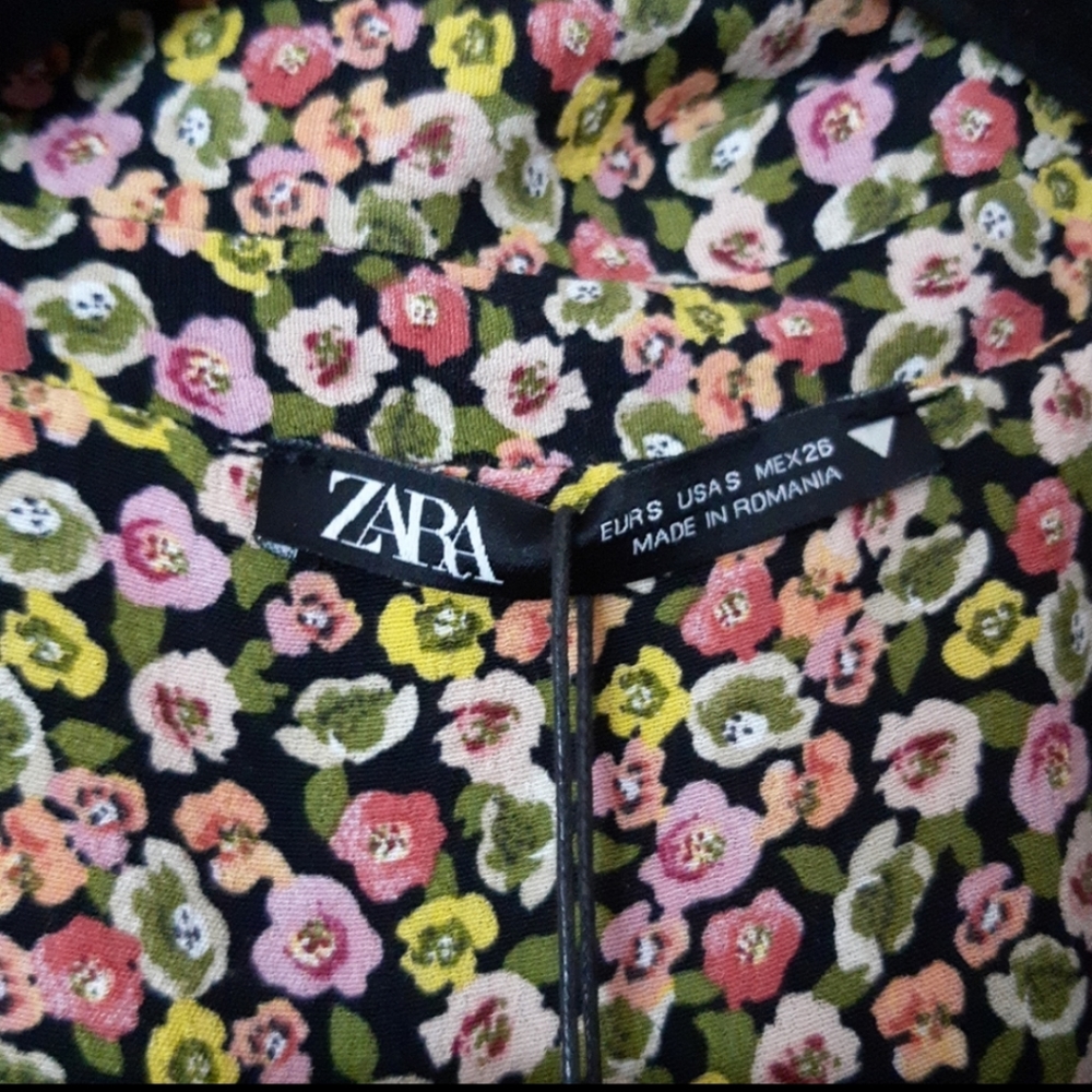 Zara Floral Print Mini Dress Shirt - Picture 5 of 11